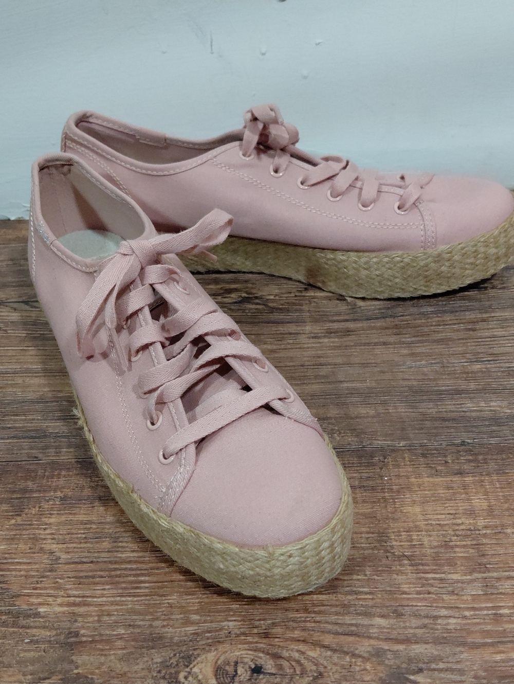 Keds Triple Kick Blush Pink Espadrille Jute Platform Sneakers Size 10